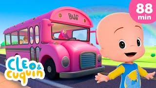 The Wheels of the Pink Bus go round  and more Nursery Rhymes by Cleo and Cuquin | Children Songs