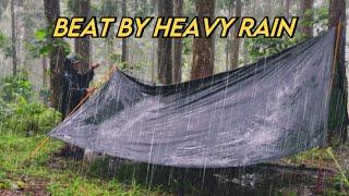 BEAT BY LONG HEAVY RAIN ALL DAY || ALL DAY HEAVY RAIN IN MY SOLO CAMPING