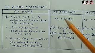 Piping Engineering : Carbon Steel Piping Materials as per ASTM & DIN- EN Standards