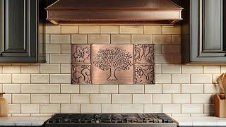 Artisan Nature Mosaic: Multi-Metal Tree of Life Tile Set in Copper, Brass & Stainless Steel