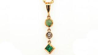 Emerald,  Cat's Eye Emerald and Diamond Pendant