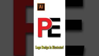 PE Letter Logo Design in Adobe Illustrator | Drop Shadow & Offset Tool #Shorts