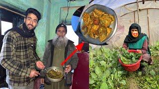 kashmiri famous recipe Gaade te Haakh  Mai nai aur mummy Jan nai banayi