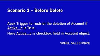 Before Delete Trigger - Apex Trigger to restrict the deletion of Account if Active field is true.
