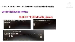 SQL SELECT Statement AND || SQL DESC statement (describe table)