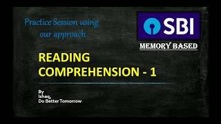 READING COMPREHENSION - SBI CLERK MEMORY BASED