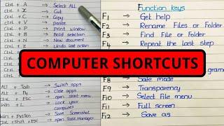 Computer Shortcuts | Keyboard Shortcuts in Windows || Basic Computer Shortcut Keys
