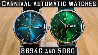 Carnival automatic watches 8894G & 506G review. Miyota 8205 + stainless steel + Sapphire? #263