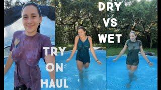 Trying On clothes in the pool - Dry vs Wet clothes- Wetlook