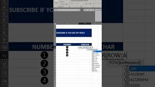 Use Circle number in excel with unichar formula