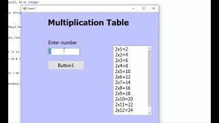 Source Code:  how to create Multiplication table with for... next Loop in VB.Net