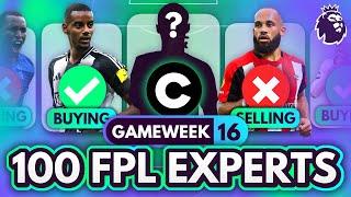 FPL GW16 EXPERT Transfer Trends & Best Captains?  100 Experts Reveal Gameweek 16 Team Plans