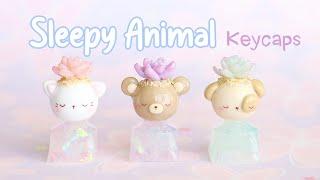 Kawaii Sleepy Animal Keycaps │ Polymer Clay & Resin Tutorial