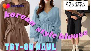 Lazada Korean Style Blouse Try-On Haul Zanzea 2021 #zanzeahaul #lazada