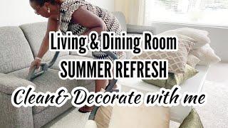 LIVING & DININGROOM SUMMER REFRESH | Summer Clean & Decorate w/me | New Thrifted Home Decor