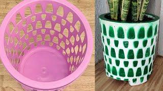 How To Make Cement Flower Pots From The Trash Basket - Creative And Simple