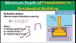 How to calculate Minimum depth of foundation in a residential building by Rankine Formula