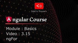 Angular Course | Video 3.15 | ngFor - Built in Directive