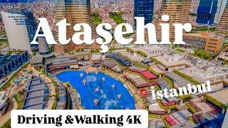 ATAŞEHİR İstanbul + WaterGarden Mall - Driving and Walking 4K- December 20 in Türkiye  Аташехир