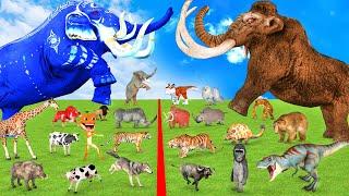 Prehistoric Mammoth Vs Elephant Cenozoic Mammals vs Modern Animals Evolution Animal Revolt Battle