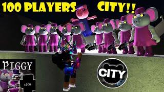 Piggy 100 PLAYERS CITY!! (I become a cheater?!)