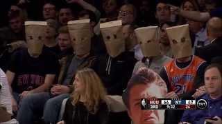 Knicks fans wear paper bags on their heads: Houston Rockets at New York Knicks