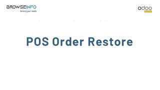 Manage and Recover POS Orders Seamlessly with POS Order Restore Odoo Apps