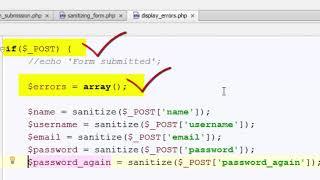 PHP Day 7 display errors to registering users