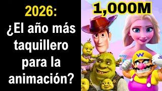 Shrek 5 vs Toy Story 5 vs Super Mario Bros 2 vs Frozen 3 por la Taquilla Mundial de Animación 2026.