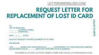 How To Write Letter for Replacement of Lost  ID Card | Letters in English