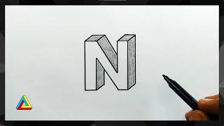 How to Draw 3D Letter N | Step by Step