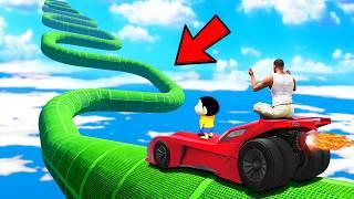 SHINCHAN AND FRANKLIN TRIED THE SQUARE ZIGZAG TUBE PARKOUR CHALLENGE BY BIKES & CARS IN GTA 5