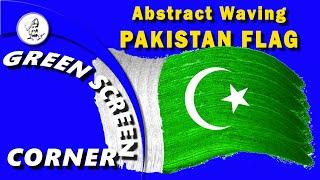 Abstract Waving PAKISTAN FLAG - Green Blue Screen Corner Chroma Key Animation, Free No Copyright