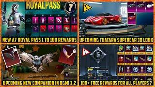  A7 Royal Pass 1 to 100 RP Rewards | Bgmi Next SUPERCAR 3D Look | Upcoming COMPANION in BGMI