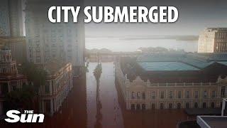 Drone footage shows city UNDERWATER as Brazil flooding kills dozens and leaves 115,000 homeless