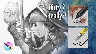 Krita brushes: dirty presets and save your own presets.