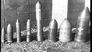 Abandoned German Artillery shells outside a factory in Luxembourg. HD Stock Footage