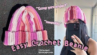 Easy Crochet Beanie Using Scrap Yarn Beginner Tutorial