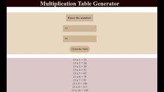 Multiplication Table Generator In JavaScript With Source Code | Source Code & Projects