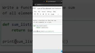 Write a function to find the sum of all the elements in a list in #interview #shorts #tech