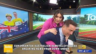 Eukonkanto Australian aamutelevisiossa | Breaking Wife Carrying News From Down Under