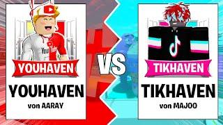 YOUTUBEHAVEN gegen TIKTOKHAVEN BAUBATTLE in ROBLOX STUDIO (Roblox Brookhaven RP | Roblox Studio)