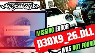 ️ How to Fix  D3DX9_26.dll is Missing from your Computer️NFS Most wanted Error ️ Windows 10