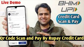 Credit Card scan and Pay by Bhim UPI app | scan and Pay barcode qr code - rupay credit card bhim app