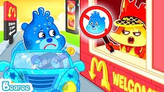 Water Bearee Wants a Happy Meal at Fire McDonald's Drive Thru | Story of Kindness | Bearee Kids Show