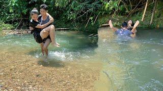 camping: camping and cooking next to a small stream - relaxing moments