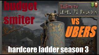 D2r SEASON 3 HARDCORE level 72 budget smiter using Fleshripper and cleglaw gloves against UBERS