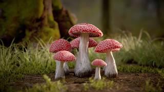 Mushrooms. Full CGI 3d animation.