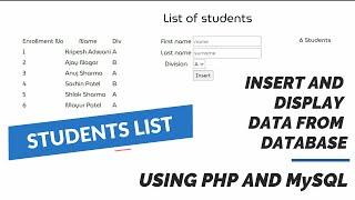 Insert data into database and display in HTML table using PHP and MYSQL | Learn With Fun