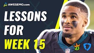 NFL DFS  PICKS WEEK 15 RECAP AND LESSONS FOR WEEK 16 DRAFTKINGS + FANDUEL 12/21